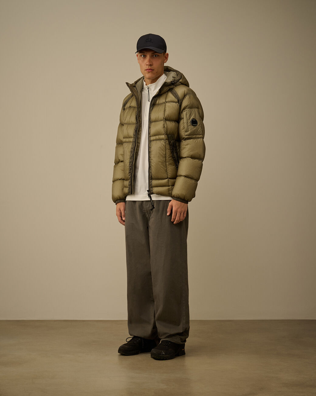 C.P Company Hooded Down Puffer - FUNGI GREY