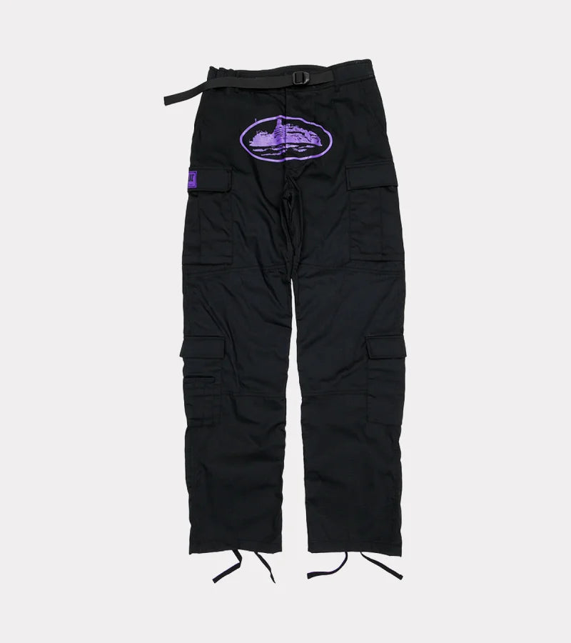 Corteiz Mula Guerillaz Cargos – Black/Purple