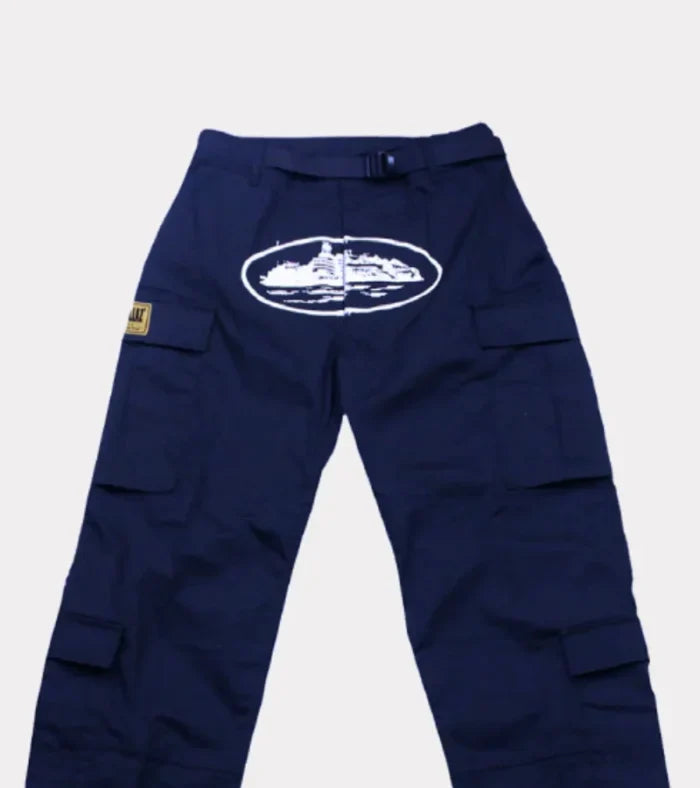 Corteiz Mula Guerillaz Cargos – Blue/White