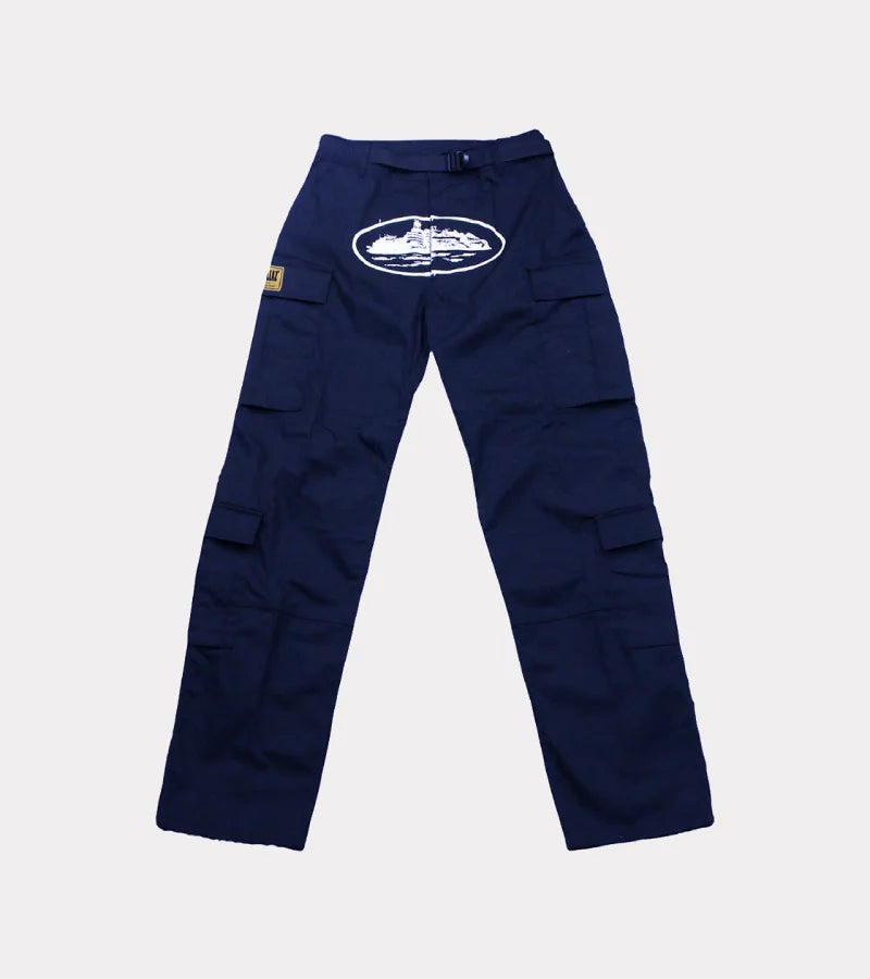 Corteiz Mula Guerillaz Cargos – Blue/White