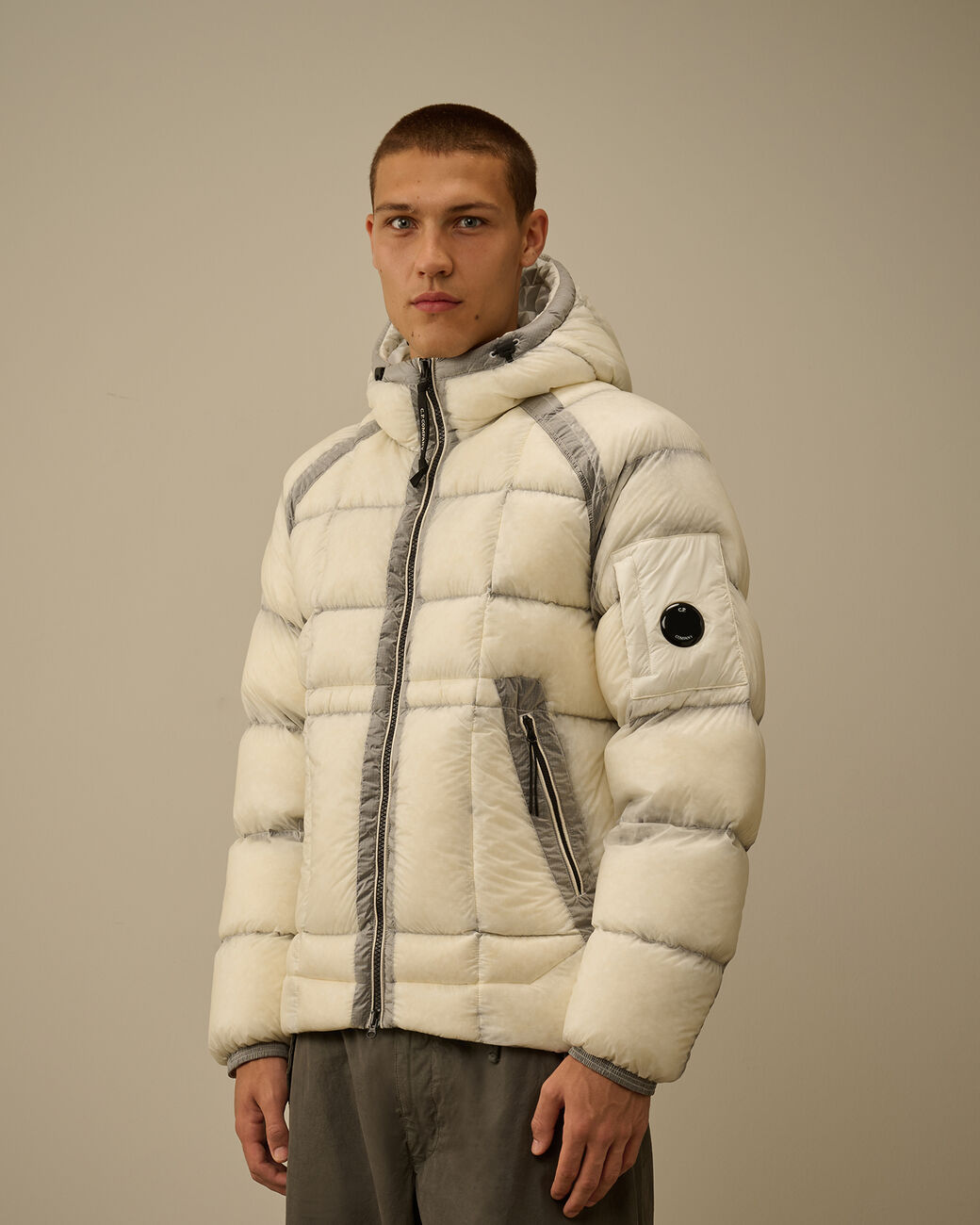 C.P Company Hooded Down Puffer -  GAUZE WHITE